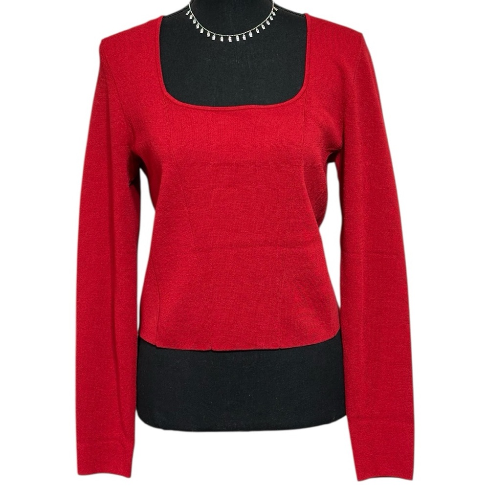 BANANA REPUBLIC Red Long Sleeve Square Neck Sweater, Size Medium, NEW WITH TAGS!